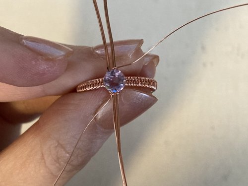 Elizabeth Schultz's Woven Solitaire Ring - , Wire Weaving, Weaving, Wire Weaving, Weaving Wire, the stone sits in the center